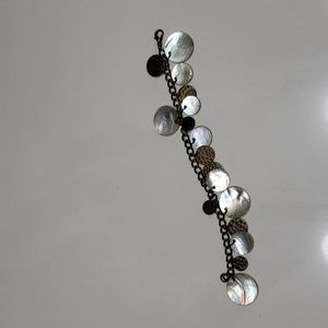 Pearlescent and Hammered Coin Bracelet